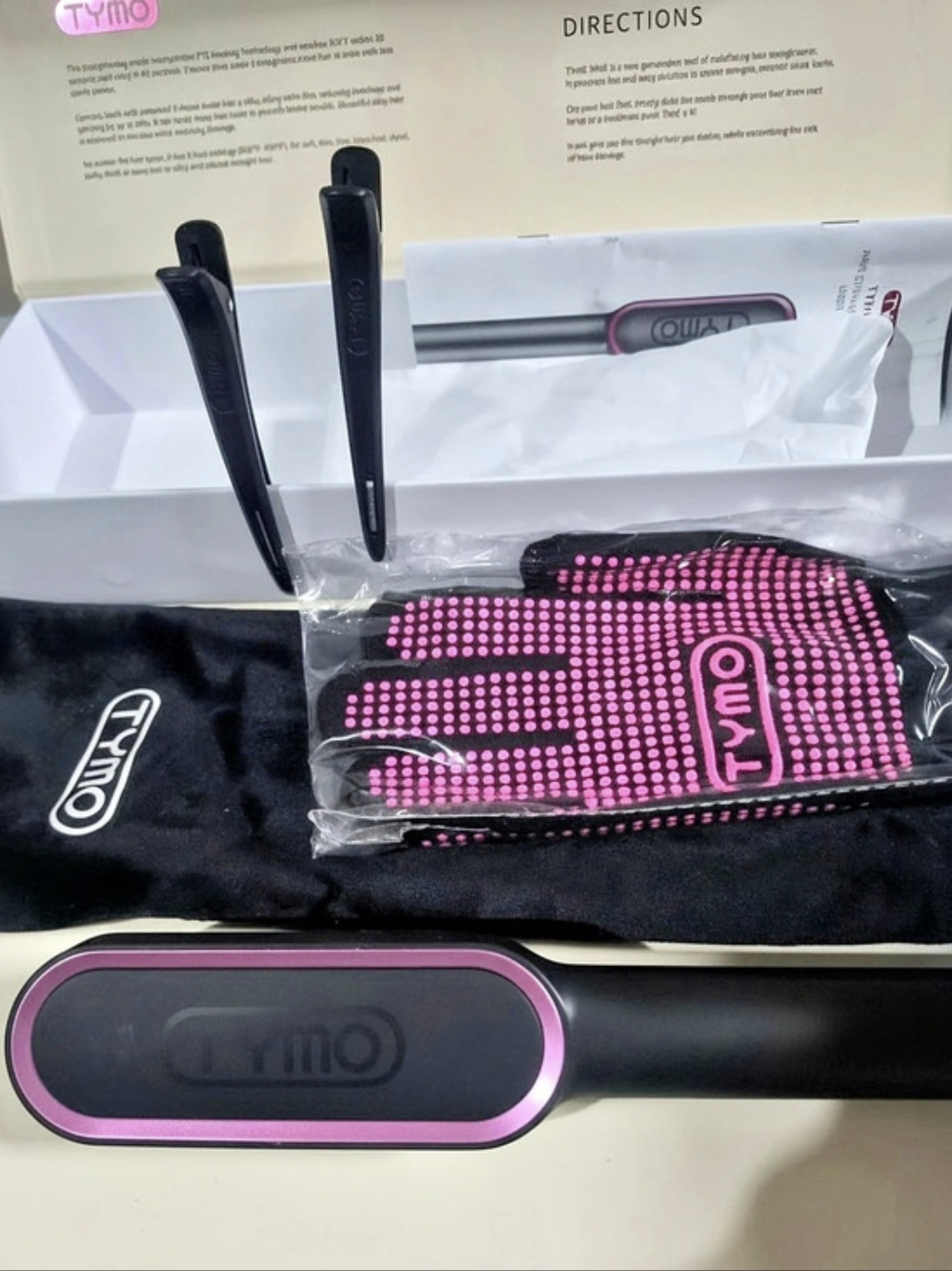 TYMO Ring Hair Straightener Brush Black & Pink